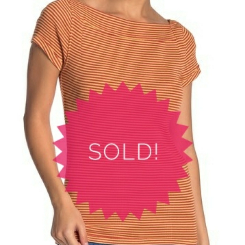 Free People Ahoy Stripe Tee, Orange size L